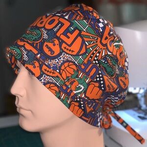 Lot 2 Handmade University Of Florida Surgical Scrub Cap Unisex One Size Tie Back